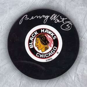  BENNY WOIT Chicago Blackhawks SIGNED Hockey Puck Sports 