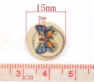100 Butterfly Wood Painting Sewing Buttons Scrapbooking  