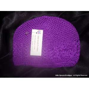  Hand Crocheted Infant Hat   6 to 18 Months   Purple 
