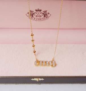 Auth Juicy Couture Crystal Pave OMG Gold Tone Necklace  