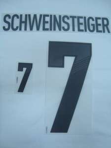 SCHWEINSTEIGER #7 * Germany HOME Nameset Euro 2012 Official * BLACK 