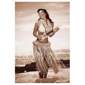   Poster Hula Ukulele Wahine 9 inch by 12 inch