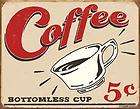 Metal Sign Schonberg Coffee Bottomless Cup 5 Five Cents Tin 1178