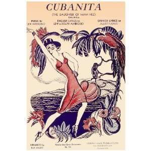  11x 14 Poster. Cubanita Musical cuban poster. Decor with 