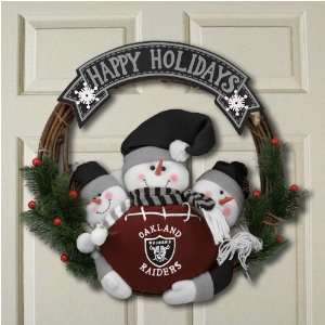   Oakland Raiders Three Snowmen Happy Holidays Wreath