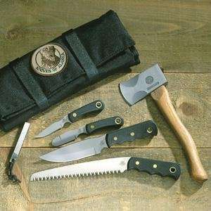   of Alaska Super Pro Pack with Wood Saw, Black Suregrip, Leather Sheath