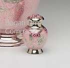 Pink Rose Brass Cremation Urn with Nickel Finish   Keep