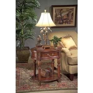   Masterpiece Ash Burl and Cherry Oval Accent Table Furniture & Decor