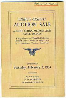 Bolender February 1934 Coin Auction Catalog  