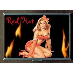 RED HOT PIN UP WITH FLAMES UNIQUE ID CIGARETTE CASE WALLET 