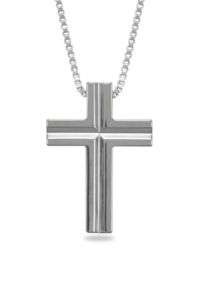 22 Necklace S/Steel Box Chain/Tungsten Carbide Cross  