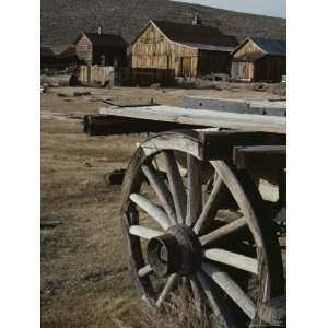  A View of Buildings and an Old Wagon at Bodie Ghost Town 