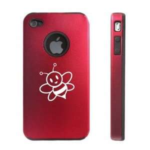 Apple iPhone 4 4S 4G Red D525 Aluminum & Silicone Case Cute Bumble Bee