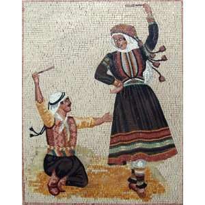  32x48 Dabka Dancers Mosaic Art Tile Wall Decor 