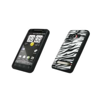 for HTC Evo 4G Silicone Gel Skin Case Zebra 654367615218  