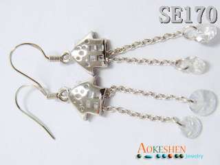   Silver solid charm Dangle eardrop jewelry hooks Earrings  
