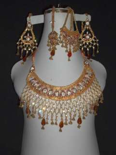 BOLLYWOOD INDIAN PAKISTANI BRIDAL NECKLACE EARRING 5P A15  