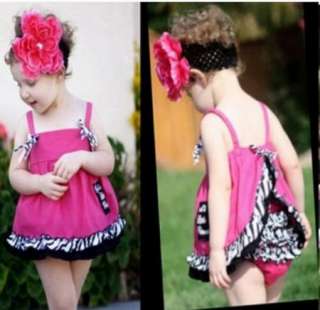 Girl Baby Ruffle Top+Pants+Headband Set S0 3Y New Bloomers Nappy Cover 
