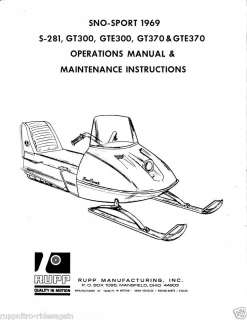 Rupp snowmobile 69 SNO SPORT Operation Maint Parts book  