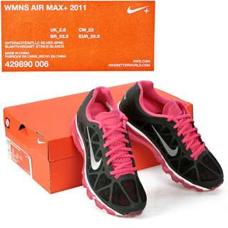NIKE WOMENS AIR MAX+ 2011 grey pink running shoe Sz 5.5  