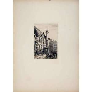  House Alva Ghent Belgium Antique Print Etching C1877