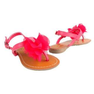 Girls Slingback Flat Thong Sandals w/ Ruffle Flower Pink Size 9 4 