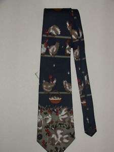 Roster Chicken Egg Silk Tie NEW W/tags Navy  