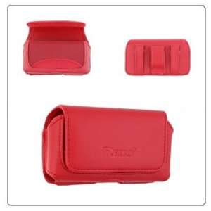  Red Premium Leather Case / Pouch / Holster with Belt Clip 