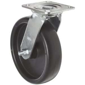 RWM Casters S65 Series Plate Caster, Swivel, Kingpinless, Rubber on 