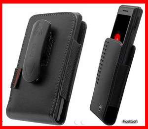 Leather Holster Case Pouch Cover for Samsung Galaxy R + Z; Black +Belt 