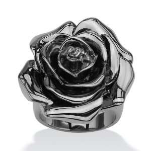 PalmBeach Jewelry Black Ruthenium Finish Rose Shaped Electroform Ring