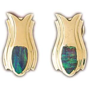    14kt Yellow Gold And Opal Hour Glass Shape Earrings Jewelry