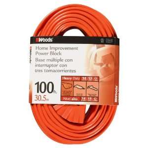  Woods 827 14/3 Outdoor Multi Outlet Extension Cord, Orange 