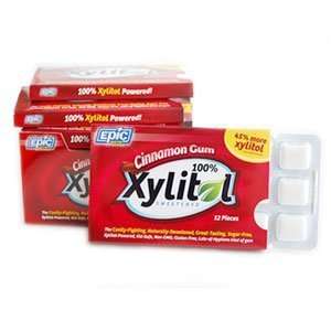 Epic Dental Xylitol Sweetened Gum, Cinnamon   12 Ct, 6 Pack