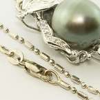   White Gold Diamond Tahitian Pearl Monkey Pendant w/18K Necklace  