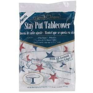   12 Patriotic Stay Put Plastic Round Table Covers 60