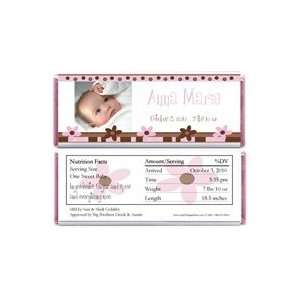  BAG424   Baby Girl Pink and Brown Photo Candy Bar Wrappers Baby