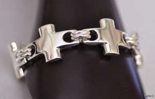 New ROBERT LEE MORRIS Mens Silver Cross Bracelet  