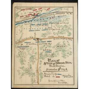 Civil War Map Plan of action at Devaux Neck South Carolina 