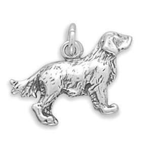    Sterling Silver Charm Pendant Golden Retriever Dog 3d Jewelry