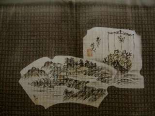 A1017F Used Japanese Kimono Mens Black HAORI Treasure Ship Silk 