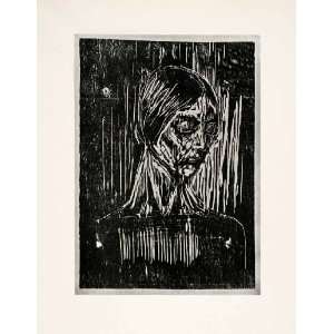  1957 Print Edvard Munch Birgitte Olsen Gothic Girl Black 