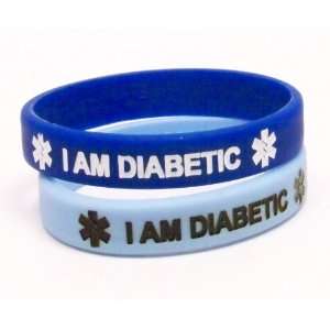  Silicone Diabetic Medical Alert Bracelet 2 Pack, Royal and 