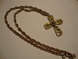   Tortolani gold tone large cross pendant necklace chain wire designer
