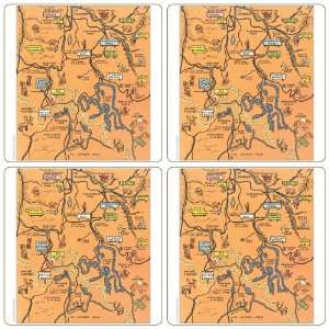   Set of Four Dudes Map of Yellowstone Coasters