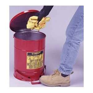  JustRite 10 Gal Oily Waste Can With Foot Pedal Lid Opener 