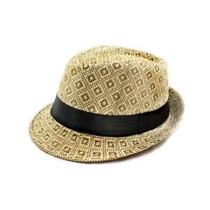   Plaid Flax Design Fedora Hat for Men and Women