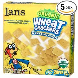 Ians Natural Foods Organic Wheat Crackers, 6 Count Boxes (Pack of 5)