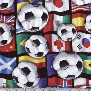  45 Wide Soccer Balls Black/White Fabric By The Yard 