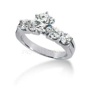  14K White Gold Round Cut Diamond Promise Engagement Ring 